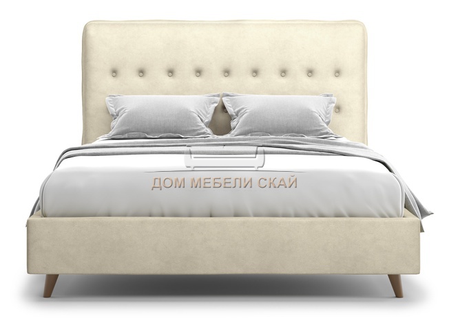 Кровать полутороспальная 140x200 Bergamo Lux, бежевый велюр velutto 17