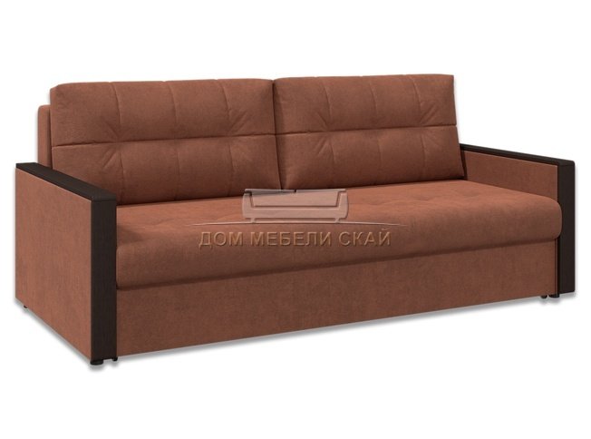Диван-кровать Норд с декором БНП, коричневый велюр/венге