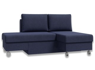 Угловой диван-кровать Лира трансформер, темно-синий велюр