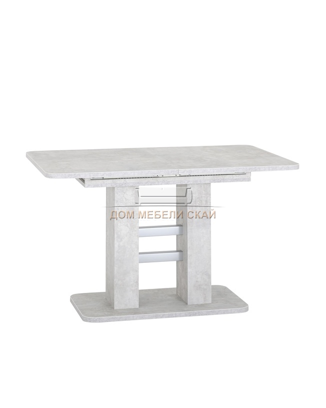 Стол обеденный раскладной ELEPHANT, бетон белый/алюминий