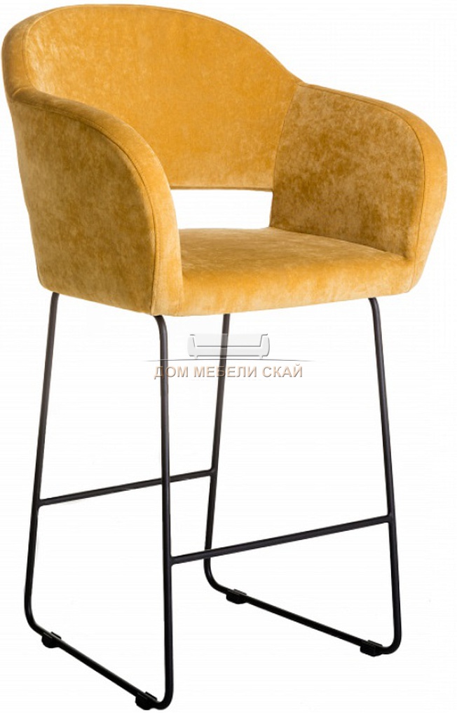 Кресло барное Oscar, велюровый жёлтого цвета/линк черный