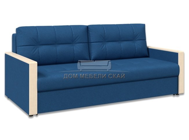 Диван-кровать Норд с декором БНП, синяя рогожка/береза