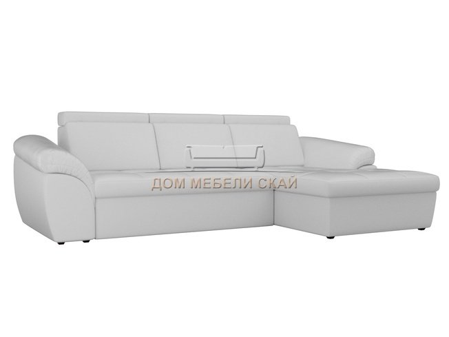Угловой диван-кровать правый Мисандра, белый/экокожа