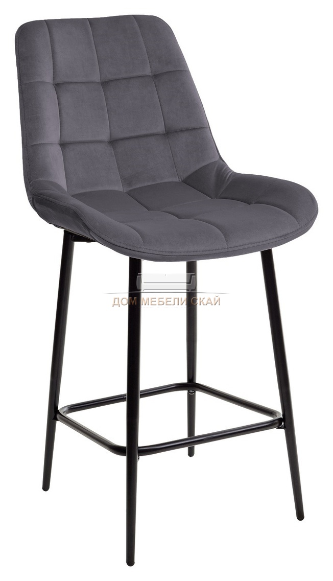Полубарный стул ХОФМАН, велюровый серого цвета H-14/черный каркас