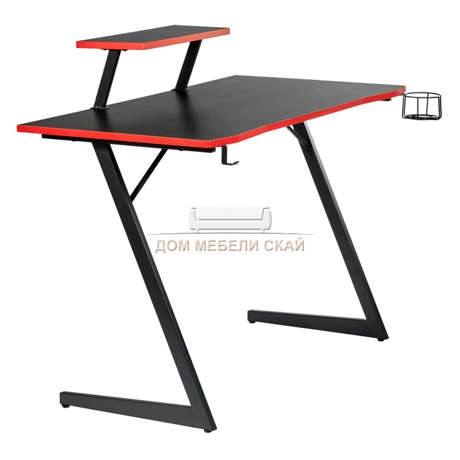 Компьютерный стол Basic, карбон чёрный/красный