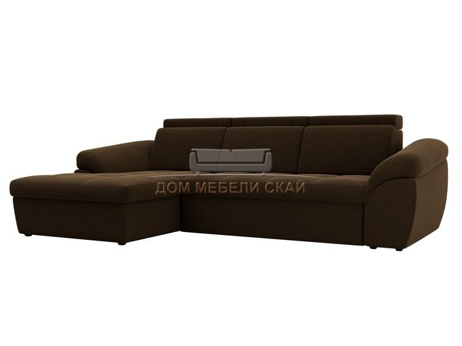 Угловой диван-кровать левый Мисандра, коричневый/микровельвет