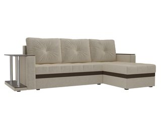 Угловой диван-кровать правый Атланта М, бежевый/микровельвет