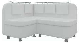 Кухонный угловой диван левый Уют 2, белый/экокожа