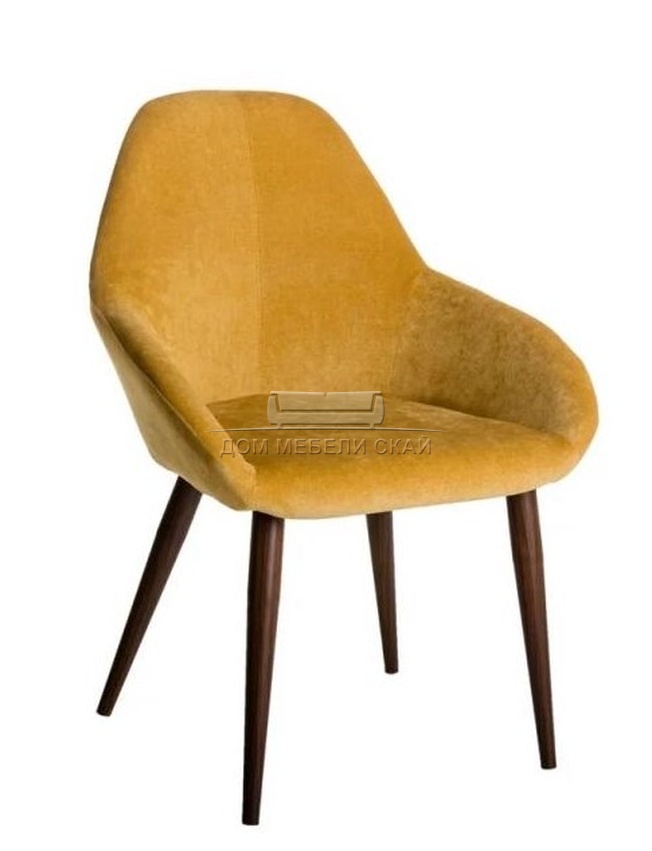 Стул-кресло Kent, велюровый желтого цвета/тёмный орех