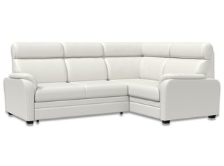 Угловой диван-кровать Омега 3-1, белая экокожа