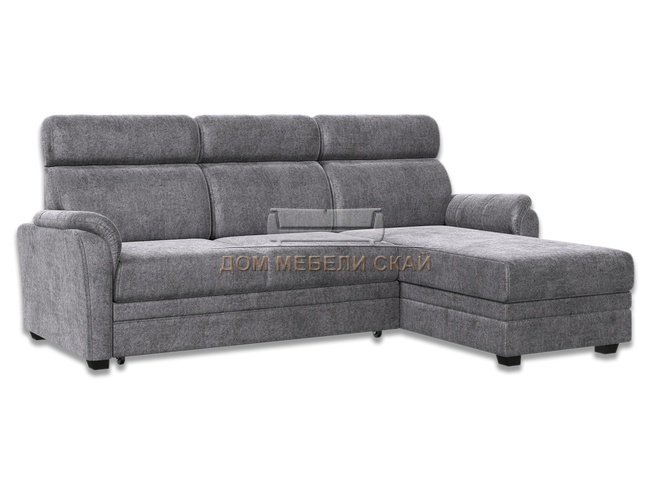 Угловой диван-кровать Омега 2-1, серый велюр/columbia