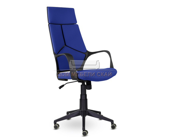 Кресло офисное IQ, black plastic blue черный пластик/ярко-синий ткань