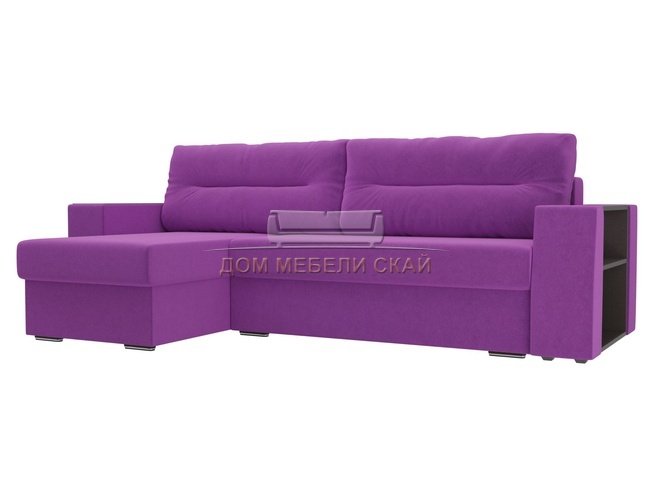 Угловой диван-кровать левый Эридан, фиолетовый/микровельвет