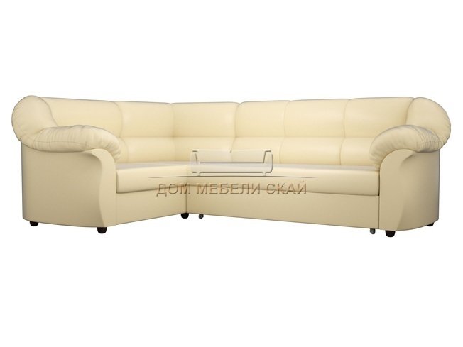 Угловой диван-кровать левый Карнелла, бежевый/экокожа
