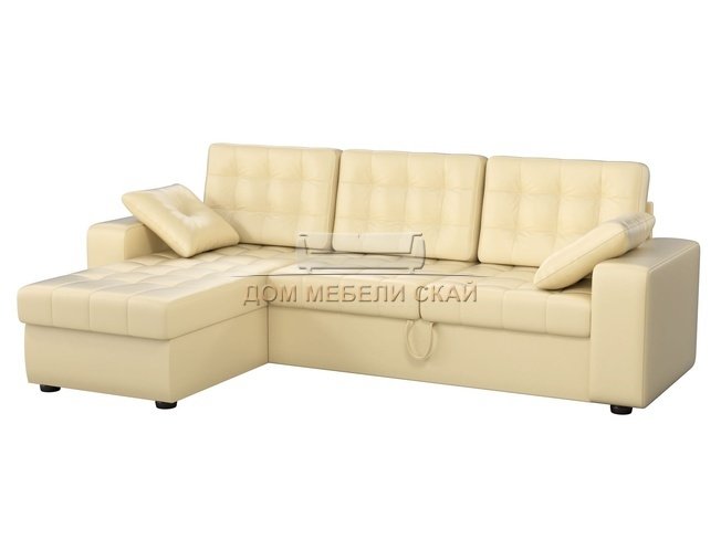 Угловой диван-кровать левый Камелот, бежевый/экокожа