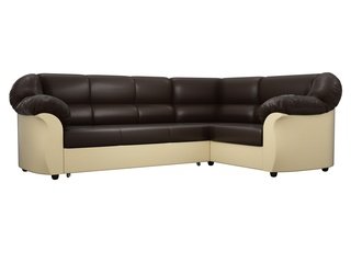 Угловой диван-кровать правый Карнелла, коричневый/бежевый/экокожа