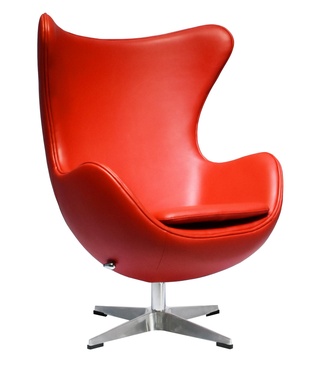 Кресло Egg Chair, кожа красного цвета