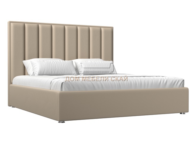 Кровать двуспальная 160x200 Афродита с ПМ, бежевая экокожа