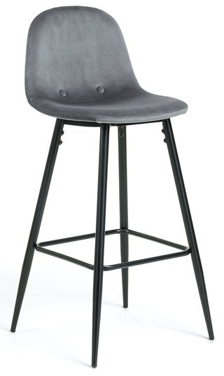 Барный стул Nilson, велюровый серого цвета
