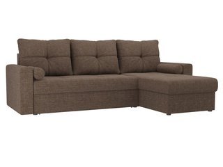 Угловой диван-кровать правый Верона, коричневый/рогожка