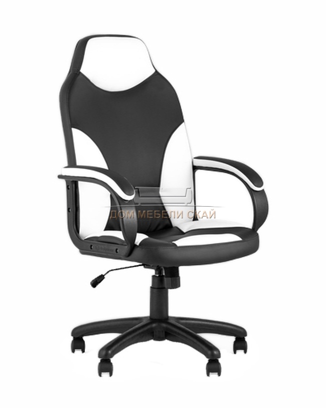 Кресло компьютерное игровое Кронос, экокожа черный/белый