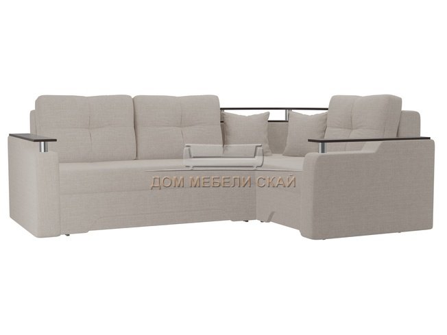 Угловой диван-кровать правый Комфорт, бежевый/рогожка