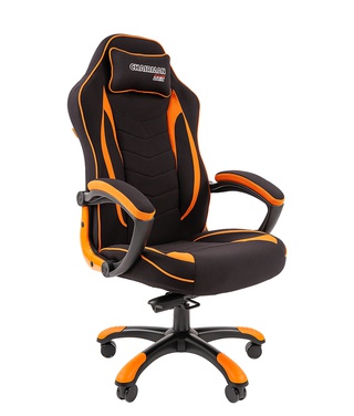 Кресло Chairman game 28 ткань, черно-оранжевый