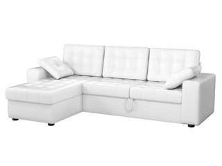 Угловой диван-кровать левый Камелот, белый/экокожа