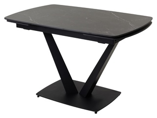 Стол обеденный раскладной ALATRI 120, MATT BLACK MARBLE SINTERED STONE/BLACK