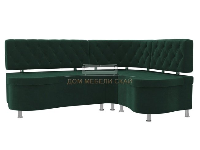 Кухонный угловой диван правый Вегас, зеленый/велюр