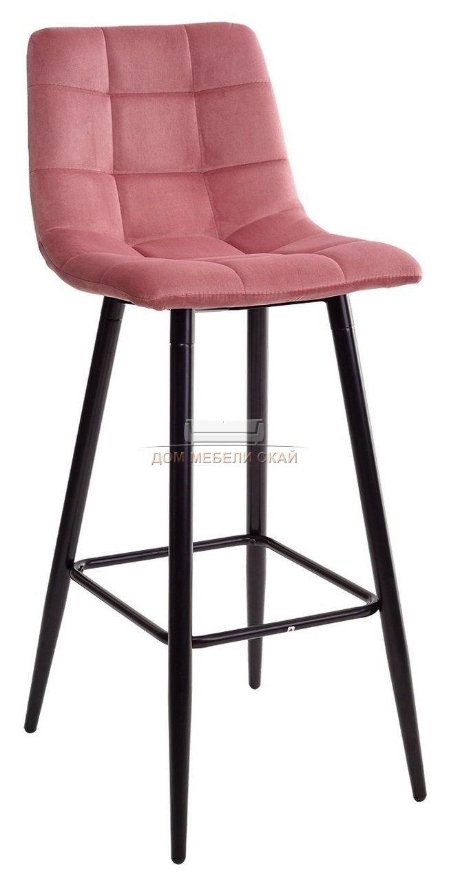 Барный стул LECCO, велюровый розового цвета