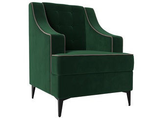 Кресло Марк, зеленый/кант коричневый/велюр