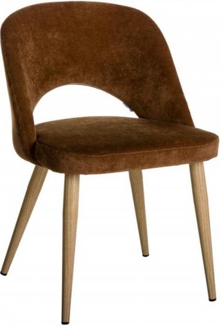 Стул-кресло Lars, микровельвет коричневого цвета/натуральный дуб