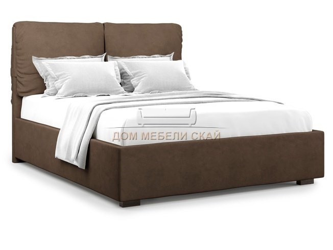 Кровать двуспальная 160x200 Trazimeno с подъемным механизмом, шоколадный велюр velutto 23