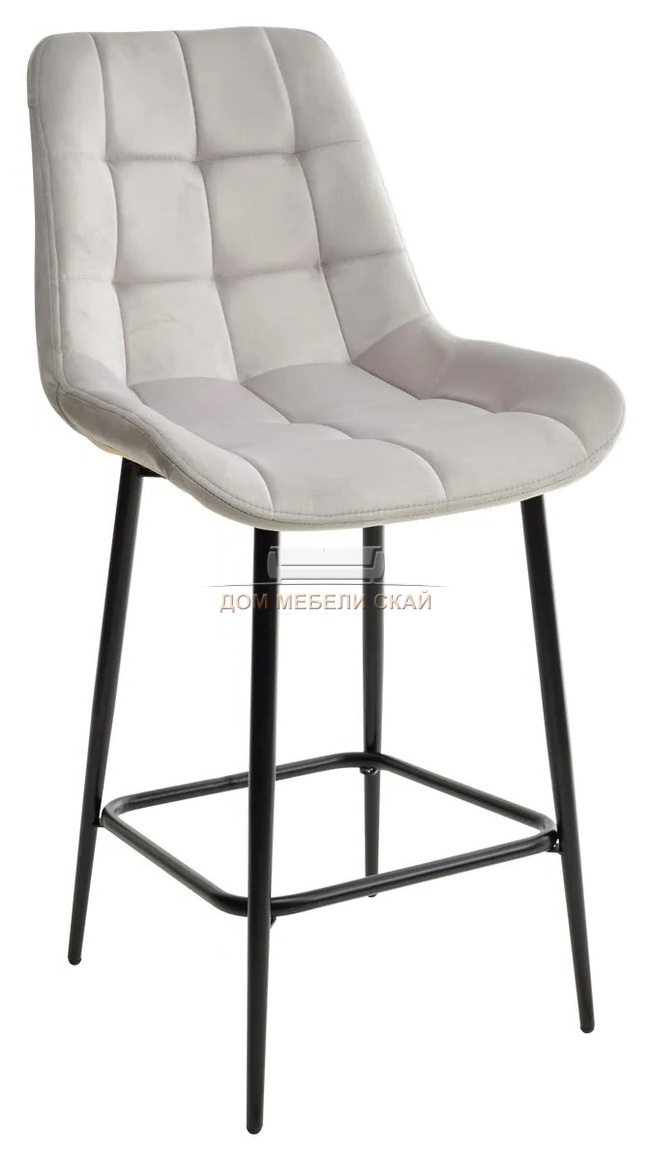 Полубарный стул ХОФМАН, велюровый светло-серого цвета H-09/черный каркас