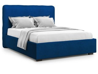Кровать двуспальная 160x200 Brachano с подъемным механизмом, синий велюр velutto 26