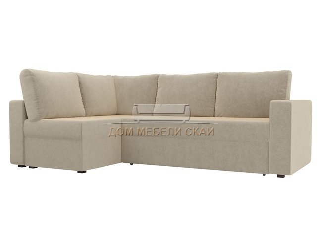 Угловой диван-кровать левый Оливер, бежевый/микровельвет