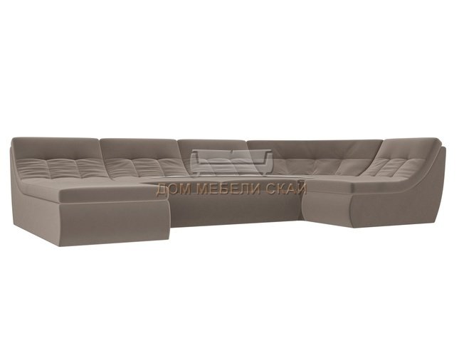 П-образный угловой диван Холидей, коричневый/велюр