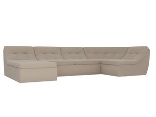 П-образный угловой диван Холидей, бежевый/рогожка