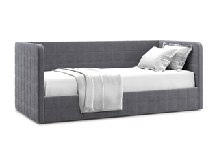 Кровать-кушетка мягкая Brenta 90x200 с ПМ, серый велюр velutto 32