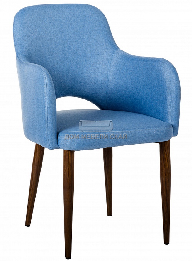 Стул-кресло Ledger, рогожка голубого цвета/темный орех