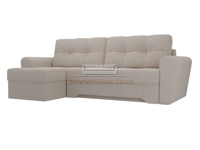 Угловой диван-кровать левый Амстердам, бежевый/рогожка