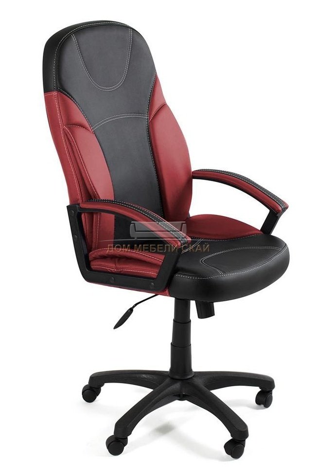 Кресло офисное Твистер Twister, черная/бордовая экокожа