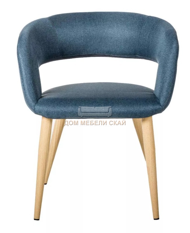 Стул-кресло Walter, рогожка синего цвета эко/натуральный дуб