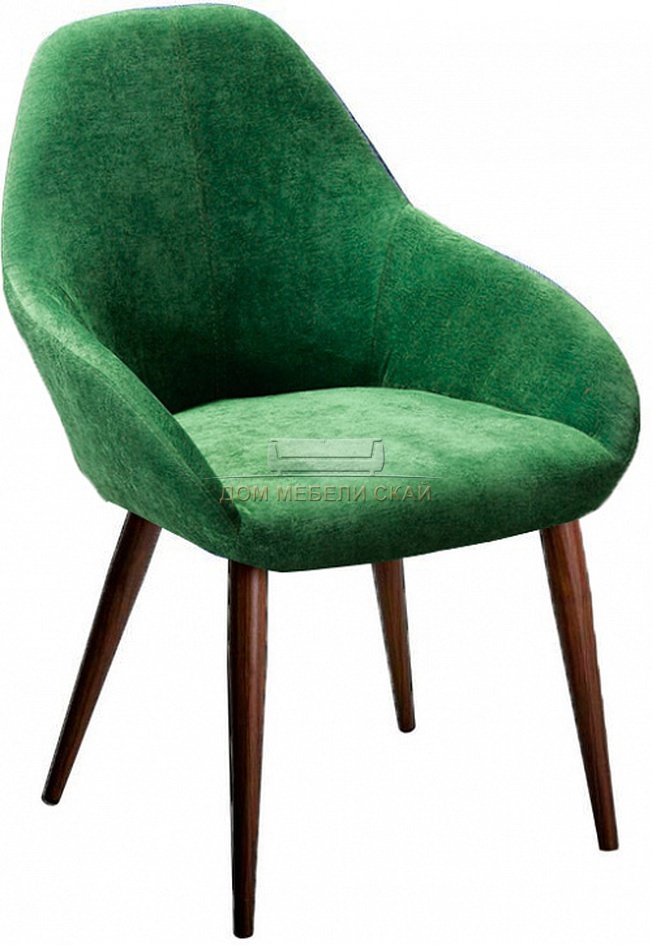 Стул-кресло Kent, велюровый зеленого цвета грин/тёмный орех