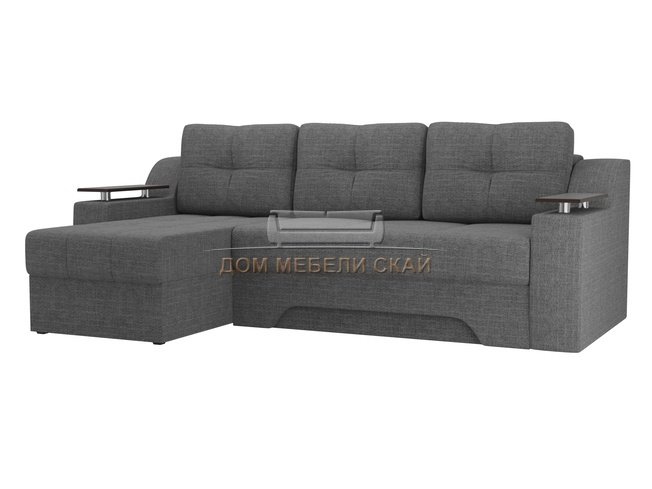 Угловой диван-кровать левый Сенатор, серый/рогожка