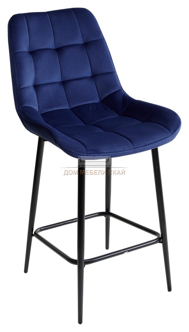 Полубарный стул ХОФМАН, велюровый темно-синего цвета #H60