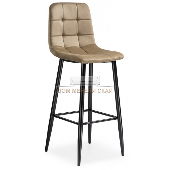 Барный стул Chio, велюровый бежевого цвета dark beige/black