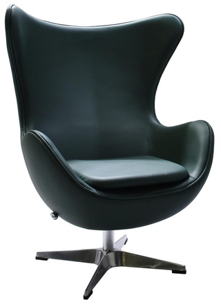 Кресло EGG CHAIR, пресованная кожа зеленого цвета