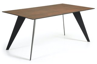 Стол обеденный Nack 160x90, черный каркас/фарфоровый Corten C366K10